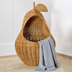 Beautiful <b>rattan</b> kid <b>laundry</b> <b>basket</b> pear shape container <b>baskets</b> natural weave kids hamper - Product Image 1