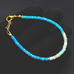 HAYAAT GEMS Natural Ethiopian Opal Beaded Bracelet | Silver Plated Luxury Unisex Blue White <b>Fire</b> Gemstone October Birthstone - Product Image 2