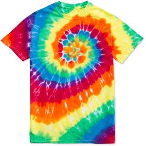 T-shirt à manches courtes pour homme, tie-dye, col rond, coupe classique, tricoté, décontracté, motif noir et blanc - Product Image 3