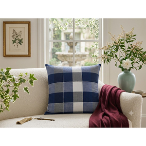 Cotton Yarn Dyed Plaid Cushion <b>Cover</b> | Decorative Check Throw Pillow <b>Cover</b> for <b>Sofa</b>, <b>Bed</b> & Home - Product Image 2