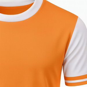 Maillot de football orange pour homme, manches courtes, col rond, respirant, polyester, coupe classique, couleur unie, design à blocs de couleurs, toutes saisons, adulte - Product Image 5