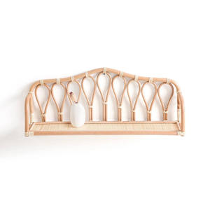 Étagère murale vintage en rotin en forme de larme, étagère flottante incurvée en bambou à 1 niveau, pour pot de plantes de salon, rangement décoratif - Product Image 2