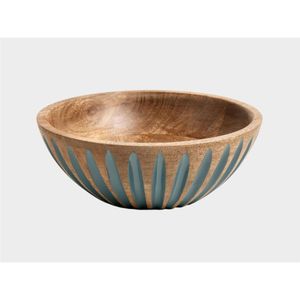 Bol décoratif en bois de manguier et émail de style nordique moderne - Bol à fruits en bois de grande capacité - Centre de table minimaliste peint à la main - Product Image 1