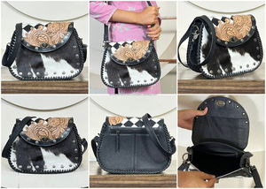 Bolso Bandolera de Cuero Vacuno Genuino Hecho a Mano con Diseño Personalizado, Patrón a Cuadros, OEM ODM, Ajustable, para Mujer - Product Image 3