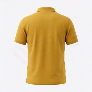 Polo à manches courtes pour homme, jaune moutarde, tricoté, uni, décontracté, coupe classique, boutons - Product Image 2