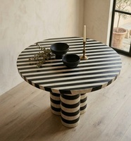 Table d'appoint ronde moderne en bois de noyer avec incrustation en résine d'os polie, mobilier de maison durable