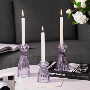 Porte-bougies en verre faits à la main en gros |   Design côtelé |   Moradabad - Product Image 4