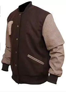 High Quality Black Camouflage Eco-Friendly Waterproof Breathable Spring Canvas Varsity Jacket Crew Neck <b>Covered</b> <b>Buttons</b> - Product Image 5