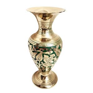 Florero de latón pintado a mano, decoración de flores, fácil y portátil, nuevo jarrón de lujo y maceta, jarrón de latón de gran tamaño, gran oferta - Product Image 5