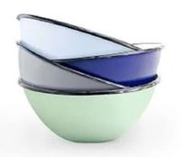 Milde stalen emaille eco-vriendelijke, niet-toxische, duurzame vintage soepkom & wasbak, vaatwasserbestendig, reis-servies, dienblad voor thuisgebruik