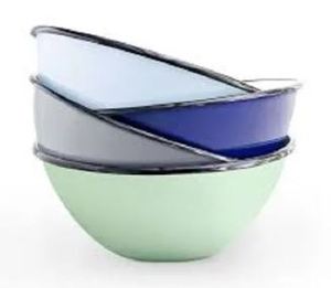 Mild Steel Enamel Vintage Soup Bowl & Washing <b>Basin</b> Dishwasher Safe Travel <b>Round</b> Serving Tray for Home - Product Image 4