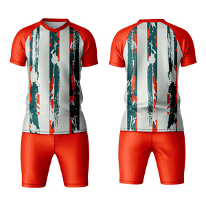 Men's Blue Striped Sublimated Soccer Jersey <b>Shorts</b> Set Crew Neck <b>Short</b> Sleeve Moisture Wicking Fitted Athletic Apparel - Product Image 4