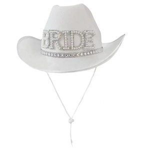 White Elegant Rhinestone <strong>Bride</strong> <strong>Cowgirl</strong> <strong>Hat</strong> - Product Image 1