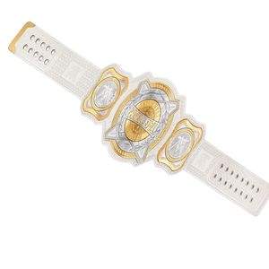 Ceinture de championnat de la WWE en cuir blanc avec design or et argent, qualité supérieure, pour les fans et les collectionneurs - Product Image 4
