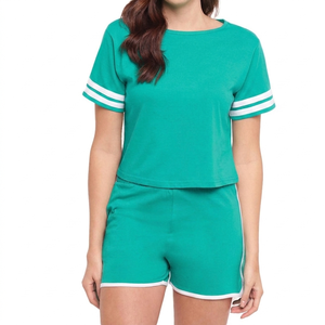 Conjuntos de Blusa y Pantalones Cortos de Verano para Mujer, al por Mayor, con Logotipo Personalizado, de Alta Calidad, Estilo Casual, Talla XL, Sólidos, de 2 Piezas - Product Image 2