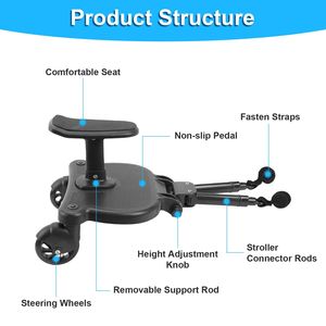 2-in-1 Universal Stroller Board Detachable Stand & Sit Feature <b>for</b> 3-7 Years <b>Toddler</b> Wheeled <b>Buggy</b> Attachment - Product Image 6