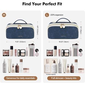 Borsa da viaggio grande da donna in pelle vegana impermeabile per cosmetici e articoli da toeletta con divisorio trasparente e maniglia, design apribile piatto - Product Image 2