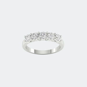 1.00CTW Round Cut Prong Set Five-Stone Band <b>Ring</b> - Product Image 5