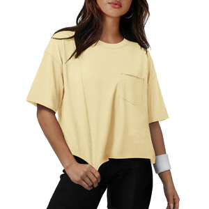 Camisetas de Fábrica OEM de Poliéster y Algodón para Hombre y Mujer, Corte Regular, Sólidas, Transpirables, Ecológicas, Casuales, Lisas, Estilo Urbano - Product Image 4