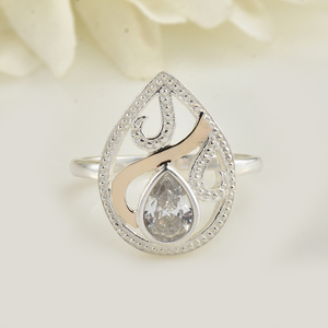 9KT Gold and 925 sterling silver <b>ring</b> CZ gemstone <b>ring</b> <b>for</b> <b>women</b> Two Tone Gold Elegant Filigree <b>Statement</b> <b>Ring</b> <b>for</b> <b>Women</b> trendy - Product Image 2