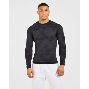 Camiseta Deportiva Casual de Manga Larga para Hombre, con Estampado de Camuflaje, Cuello Redondo, de Secado Rápido, Tejido de Poliéster - Product Image 1