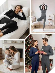 2 Conjuntos de Ropa Interior Térmica para Mujer, Conjunto de Camiseta y Pantalones Largos para Clima Frío, Capa Base con Forro Polar - Product Image 6