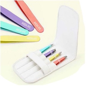 Pince à épiler colorée pour sourcils en acier inoxydable, outil de beauté de précision personnalisé pour l'épilation du visage, pointe inclinée AVEDAINTL - Product Image 4