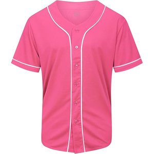 Women's Pink Baseball Jersey Short Sleeve Button <b>Down</b> Breathable Polyester Solid Color Regular Fit All Seasons Apparel - Product Image 1