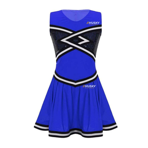 Tenues de cheerleading personnalisées HUSKY SPORTSWEAR pour filles et adultes, avec logo frontal imprimé par transfert thermique, couleurs variées pour les équipes et les compétitions. - Product Image 1