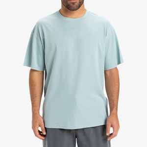 เสื้อยืดคอตตอนออร์แกนิคน้ำหนักมากสำหรับผู้ชาย ปรับแต่งได้ ทรงโอเวอร์ไซส์ คอวี ล้างสีแบบแอซิดวอช สไตล์สตรีทแวร์ เสื้อยืดออกกำลังกาย คุณภาพสูง - Product Image 1