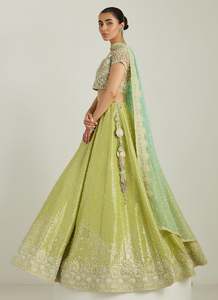 <b>Green</b> <b>Silk</b> Floor-Length Lehenga Choli Set for Women Embroidered Formal Wear for Pakistani Indian Wedding Diwali Party Occasions - Product Image 2
