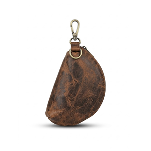 Bolsa Triangular de Cuero Genuino con Cierre, Organizador Compacto y Pequeño para Monedas, Llaves y Accesorios de Viaje, Gris y Marrón, Ligero - Product Image 4
