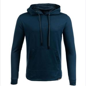 Sweat à capuche léger personnalisé bleu marine, fournisseur OEM ODM, coton polyester, molleton français, vêtements de sport unisexes, sweat à capuche double face - Product Image 1