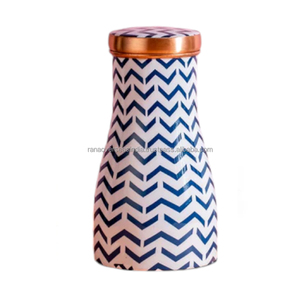 Handmade Eco Friendly 100 % Pure Copper <b>Water</b> <b>Jar</b> Zig Zag Enameled Print Bedside Carafe for Drinking <b>Water</b> at Low Price - Product Image 3