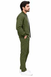 Blouson Bomber en Toile Vert Olive pour Homme, Décontracté, Zippé, Col Montant, Uni, Respirant, Hiver, Logo Frontal, Style Urbain - Product Image 3
