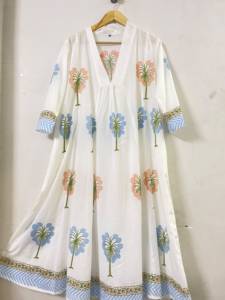 <b>White</b> Floral Dot Print Casual <b>Maxi</b> Dress V Neck a Line Sleeveless Chiffon 100% Cotton Breathable Summer Wear - Product Image 5