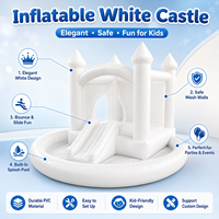 Château gonflable commercial blanc avec toboggan et piscine aquatique pour fêtes d'enfants, événements en plein air et entreprises de location