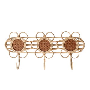 Wholesale Handmade Rattan <b>Wall</b> Hook Natural Wicker Flower Design Clothes Hanger <b>Rack</b> For Kids Room Decor - Product Image 1