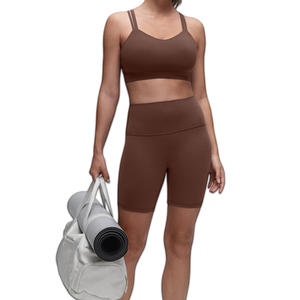 Custom Logo 2 PCS Tummy Control Sportswear Set Seamless <b>Cross</b> Back Yoga <b>Tops</b> Scrunch Butt Workout Leggings for Women - Product Image 3