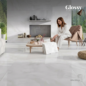 กระเบื้องพอร์ซเลนลายหินอ่อนสีเทา หนา 20 มม. ขนาด 600x1200 มม. ผิวมันเงา สำหรับสระว่ายน้ำ ผนังภายนอก พื้นห้องน้ำ พร้อมกาว - Product Image 6