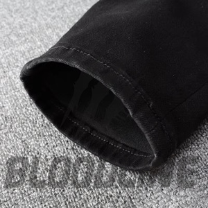 Jean en denim noir coupe droite pour homme BLOODLINE, taille mi-haute décontractée en coton, style automne - Product Image 5