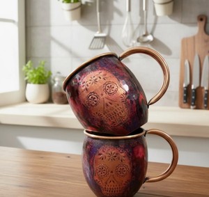 Patina Finish Copper Modern Luxury <b>Large</b> Capacity Drinking <b>Mug</b> with Handle Barware Art Empire Exports Washable - Product Image 1