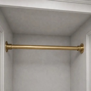 Tringle de penderie murale en laiton antique, design détachable, pour chambre à coucher, finition dorée, pour suspendre les vêtements, personnalisable - Product Image 1
