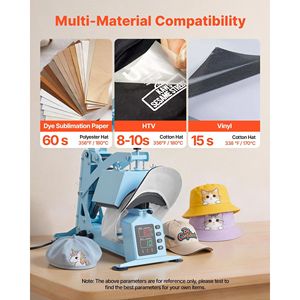 Pressa a Caldo per Cappelli con 2 Piastre Intercambiabili, Stiratore per Cappelli, Controllo Preciso di Temperatura e Tempo per T-Shirt - Product Image 6