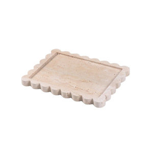 Bandeja Rectangular de Mármol Travertino Beige Nórdico, Estilo Art Deco, Pulida, para Decoración del Hogar y Bandeja para Joyas de Villa, Organizador de Baño - Product Image 1