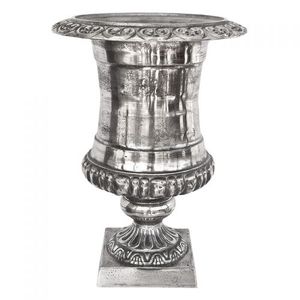 Support de vase à fleurs de luxe décoratif en aluminium de haute qualité avec finition argentée brillante, design classique pour la décoration du sol à la maison - Product Image 1