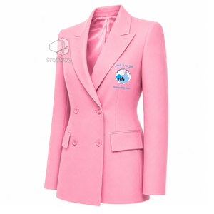 Jack And Jill Of America Women's Double Breasted Blazer Pink Embroidered Peak Lapel Tailored Formal Business Office <b>Suit</b> Jacket - Product Image 2