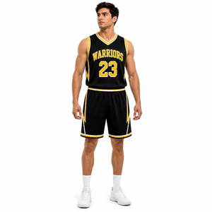 Tenues de basketball personnalisées OEM, impression par sublimation, jersey et short en tissu mesh, logo d'équipe personnalisé, vêtements de sport - Product Image 1