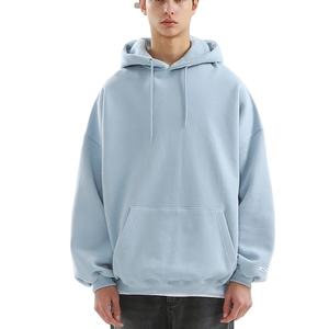 Sweat à capuche court en coton 100% avec logo brodé personnalisé, de haute qualité, surdimensionné, épaules tombantes, sweats à capuche français pour hommes de BD - Product Image 4