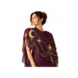 Capes modestes bleu clair pour femmes avec broderies de perles lourdes, col montant, col rond, tenue traditionnelle musulmane pour femmes, robe de soirée - Product Image 3